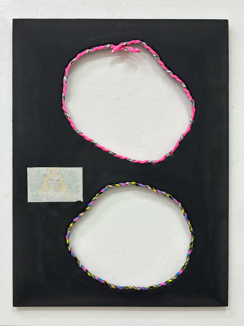 An old fairy tale, 2025.  Polymer Harz, Paracord, Inkjet Print 48 x 36 cm