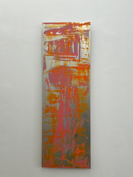 Claudia Desgranges, Flow #4, Rosa-Fluo Orange, 2023 Acryl / Lack auf Aluminium, 150 x 50 cm