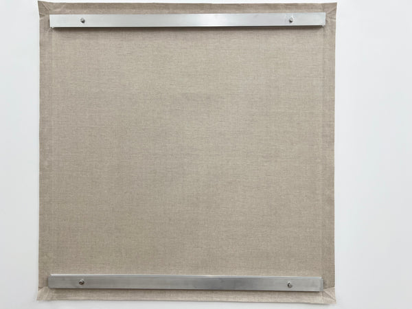 Quentin Lefranc What we do is secret!, 2013 alumium and free linen canvas, 90 x 90 cm